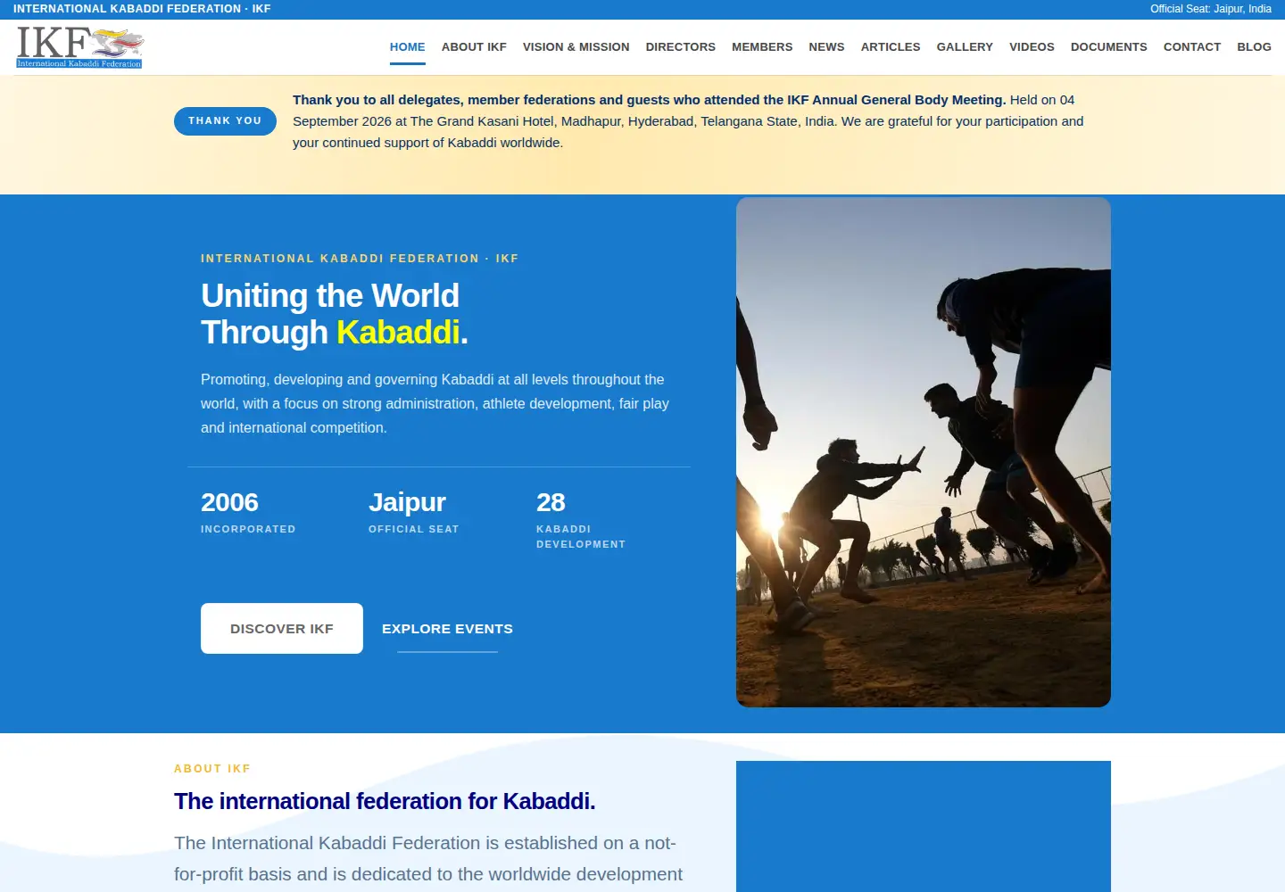 Screenshot of kabaddiikf.com