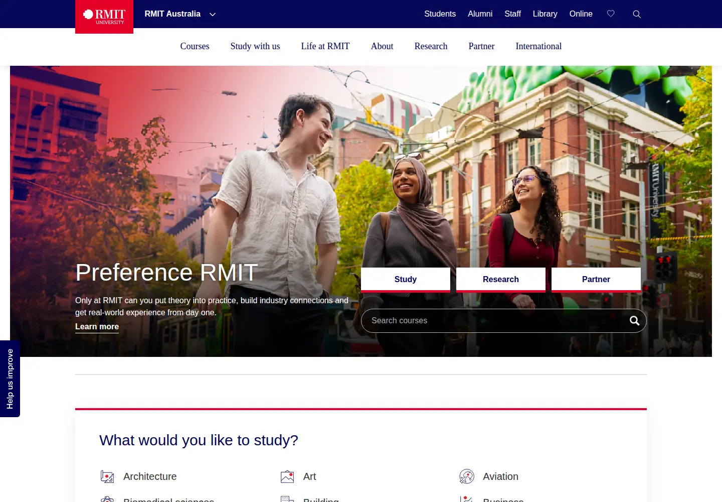 Screenshot of rmit.edu.au