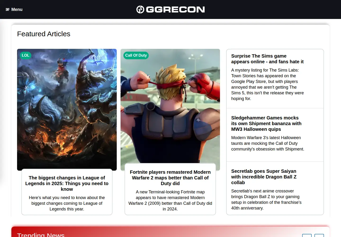 Captured homepage of ggrecon.com in the current scan