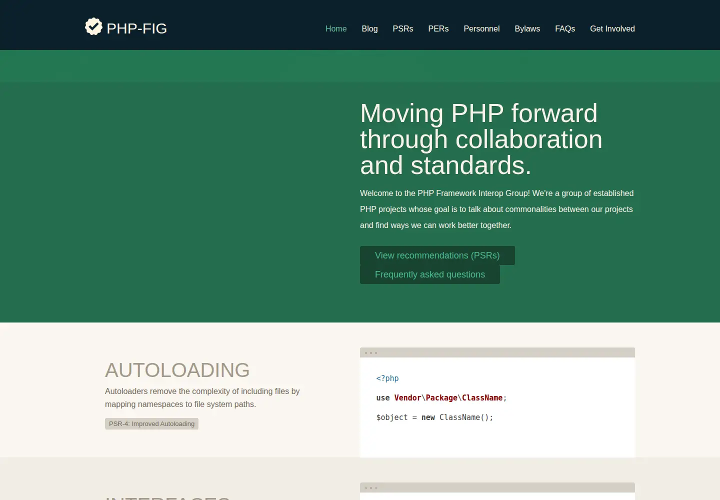 Screenshot of php-fig.org