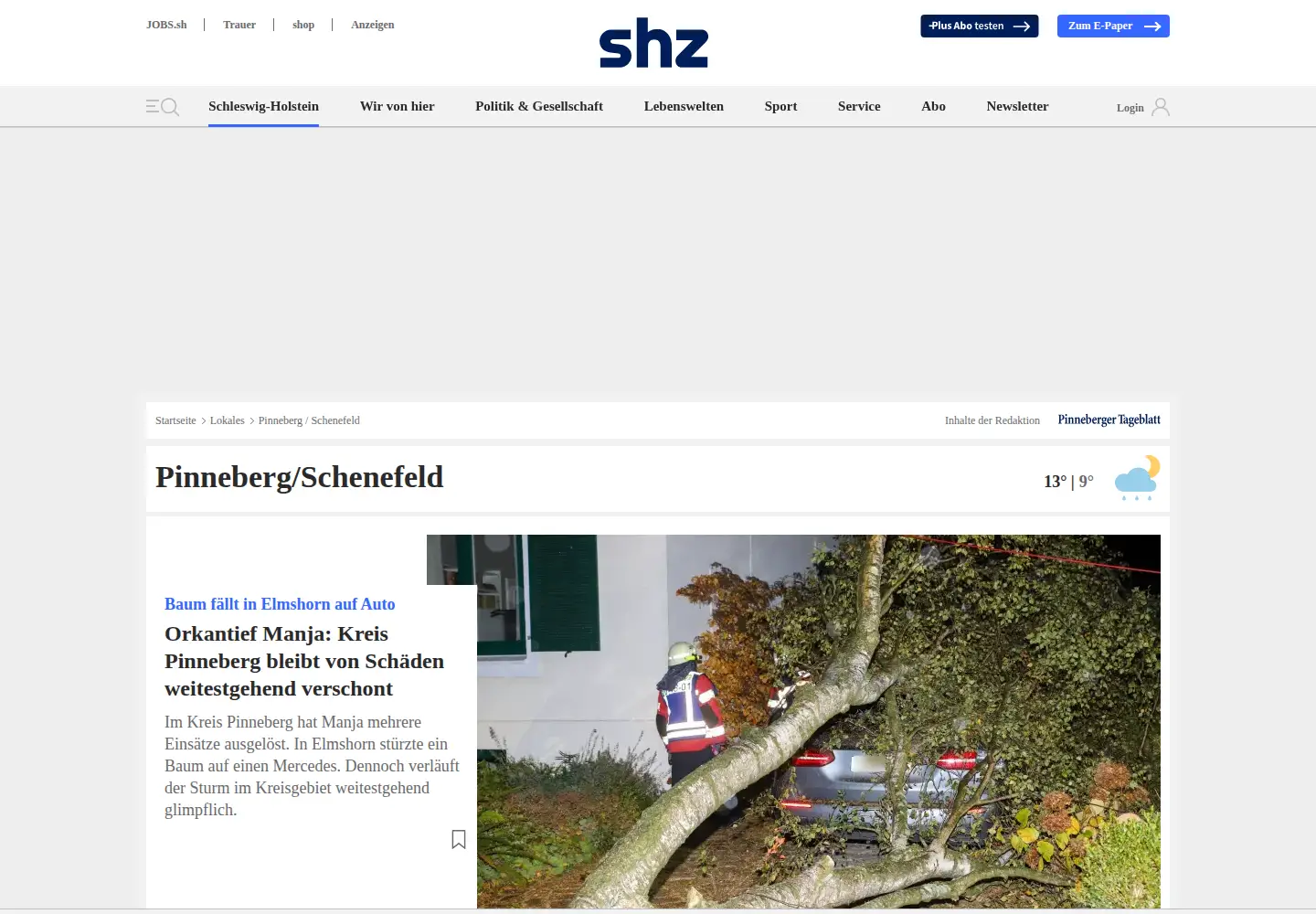 Screenshot of schenefelder-tageblatt.de
