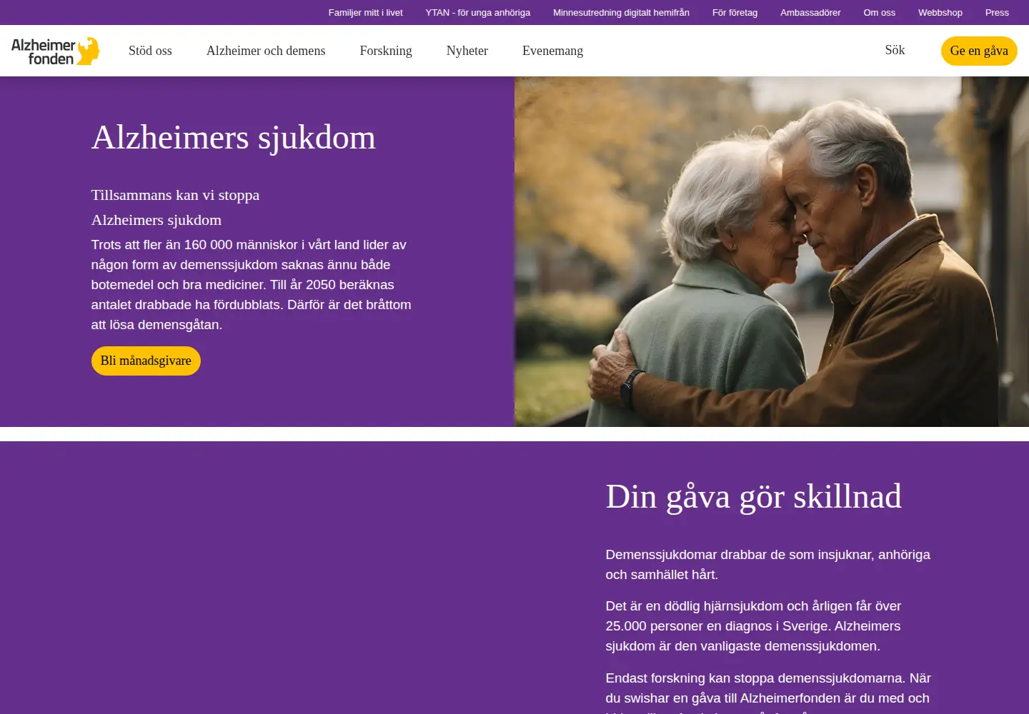 Screenshot of alzheimerfonden.se