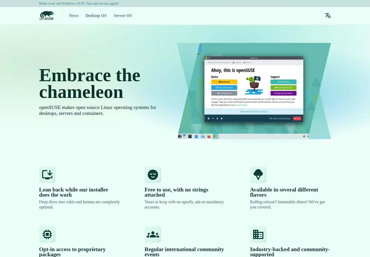 Screenshot of opensuse.org