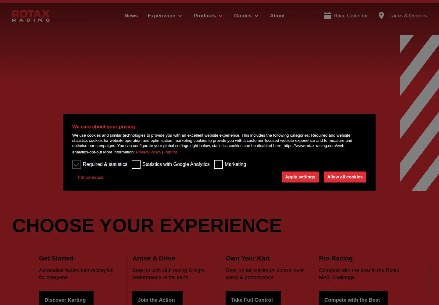 Screenshot of rotax-kart.com