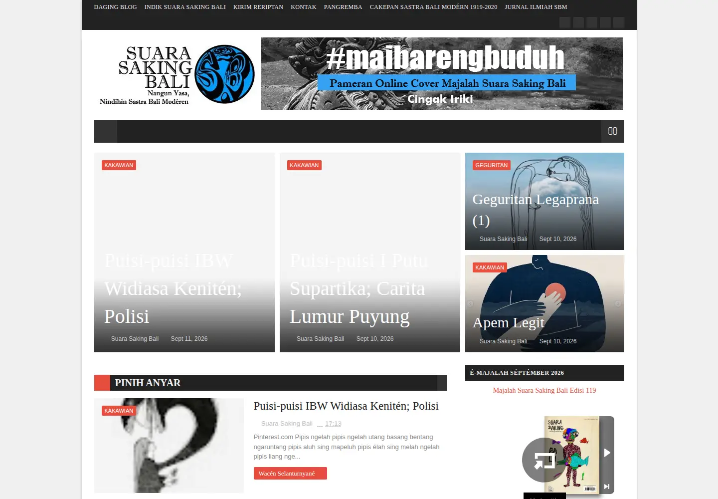 Captured homepage of suarasakingbali.com in the current scan