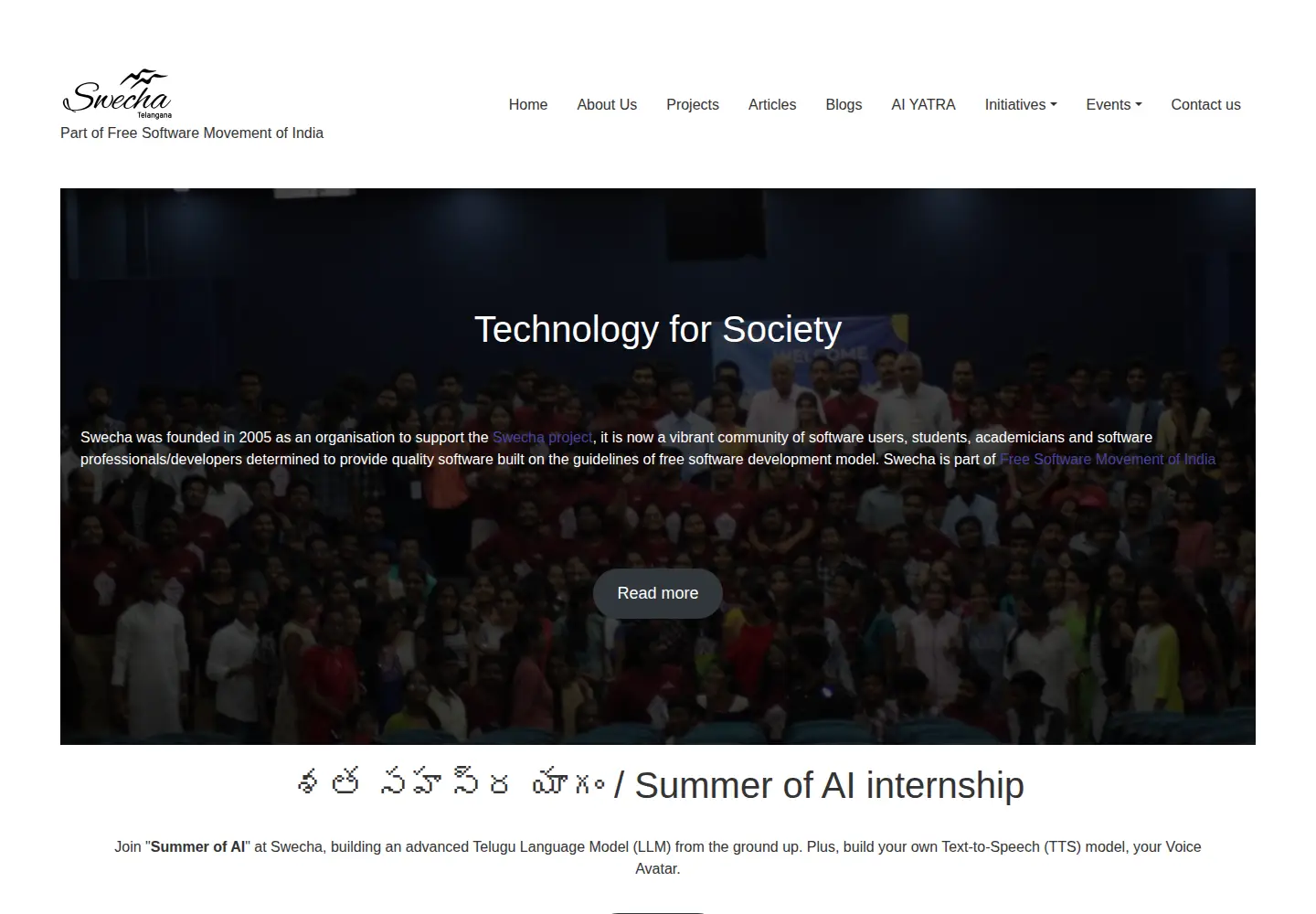 Screenshot of swecha.org