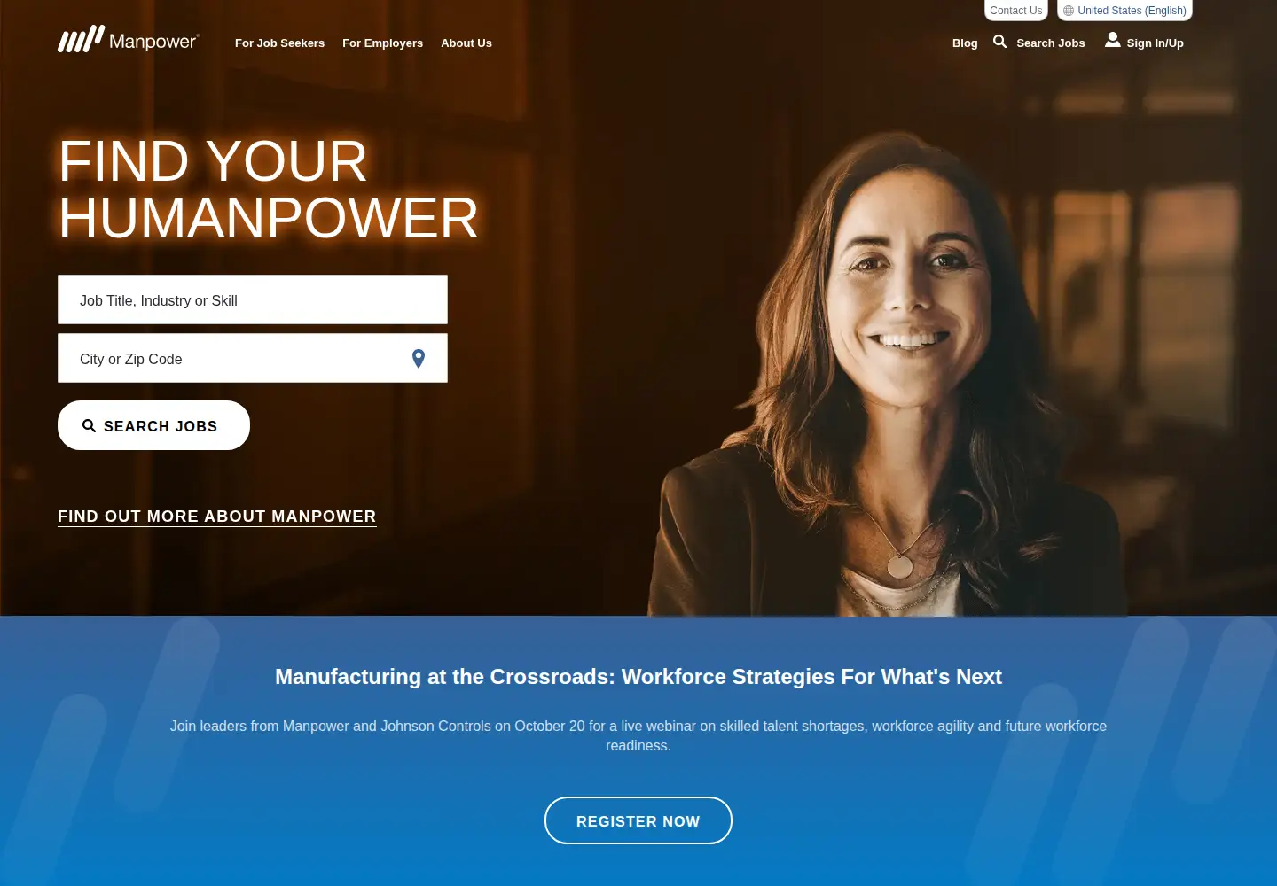 Captured homepage of manpower.com in the current scan