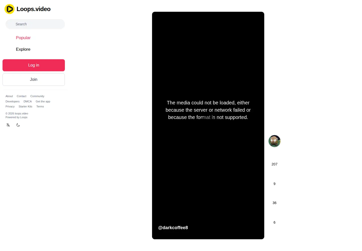 Screenshot of loops.video
