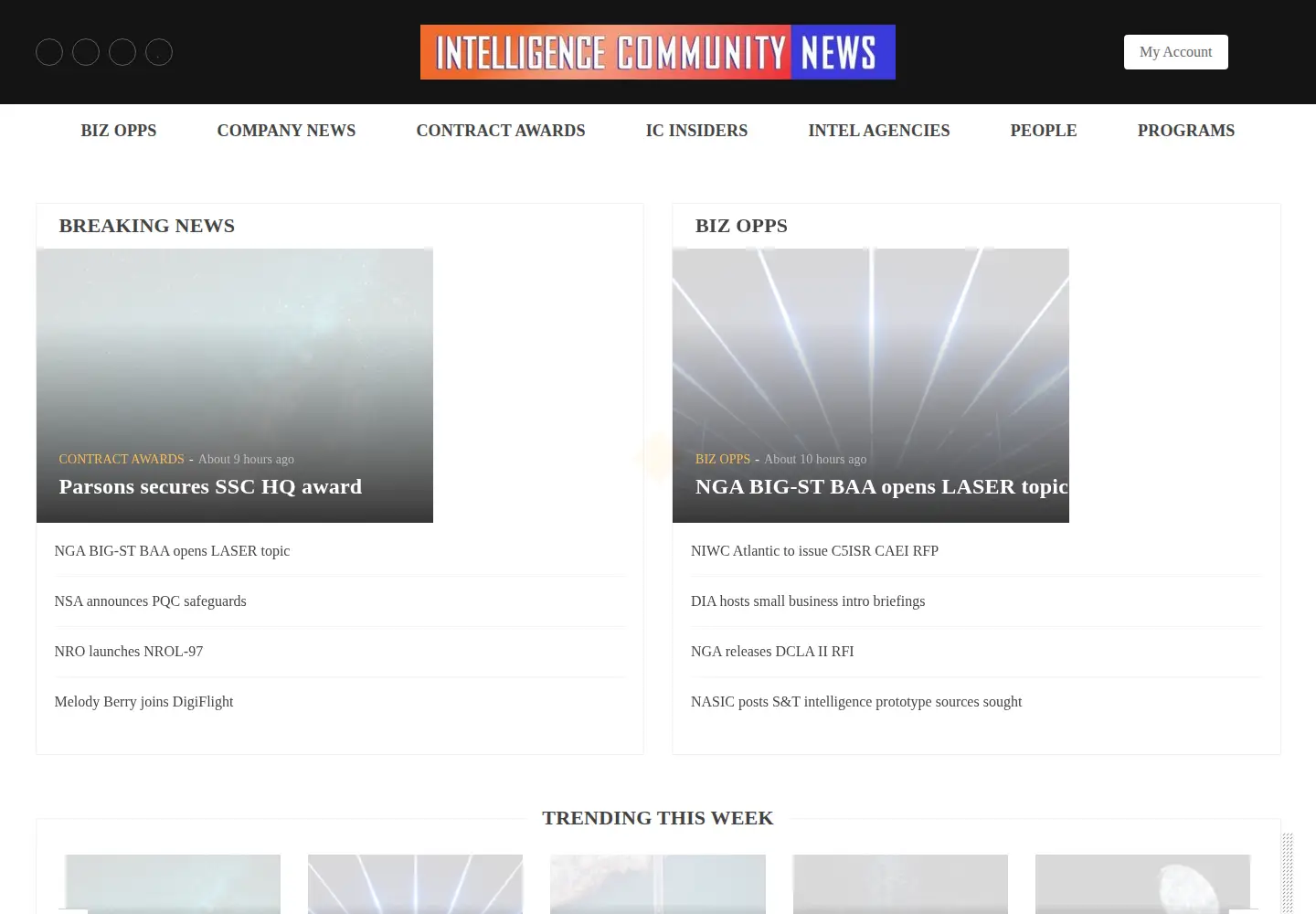 Screenshot of intelligencecommunitynews.com