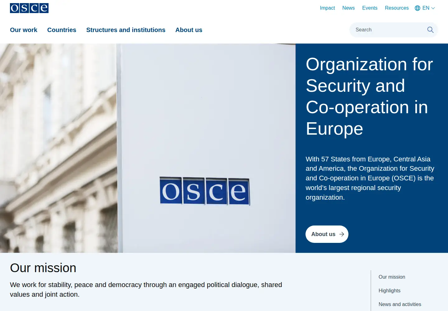 Screenshot of osce.org