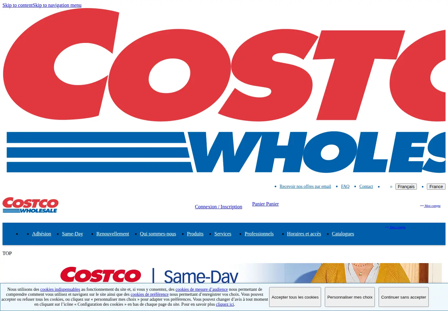 Screenshot of costco.fr