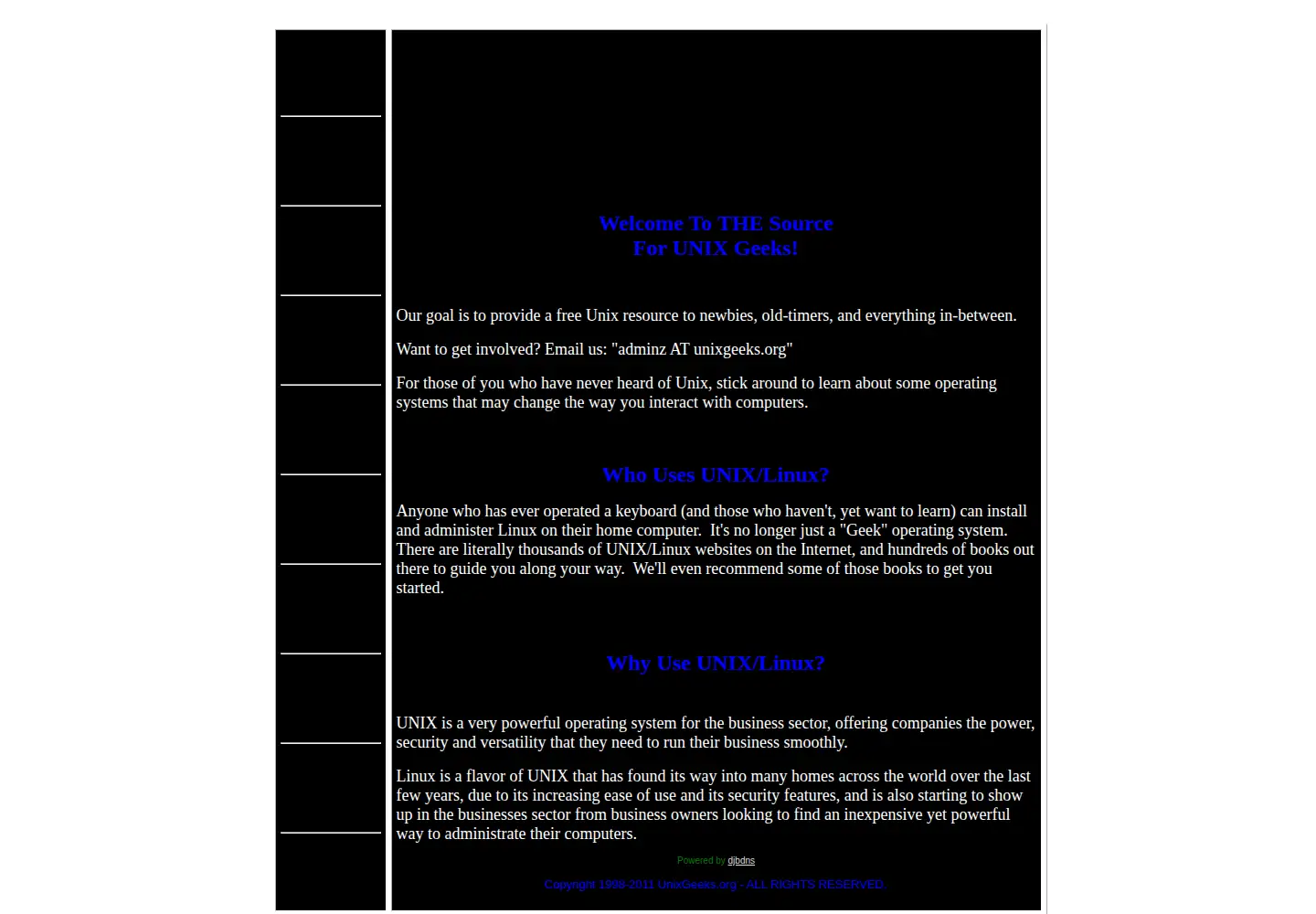 Screenshot of unixgeeks.org