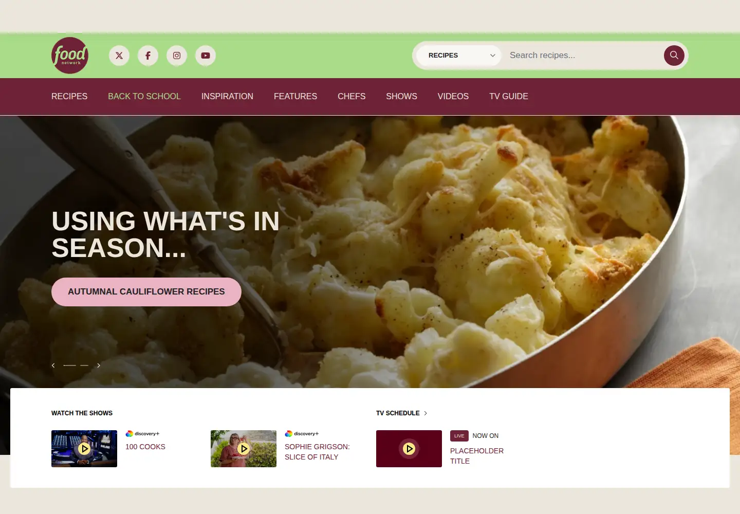 Screenshot of foodnetwork.com