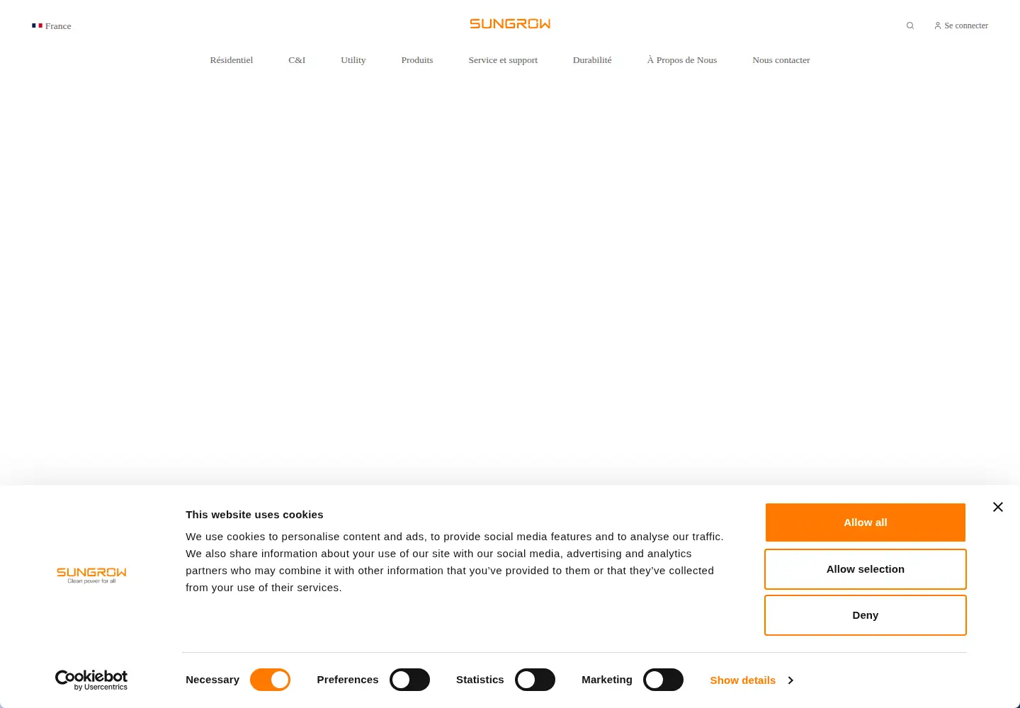 Screenshot of sungrowpower.com