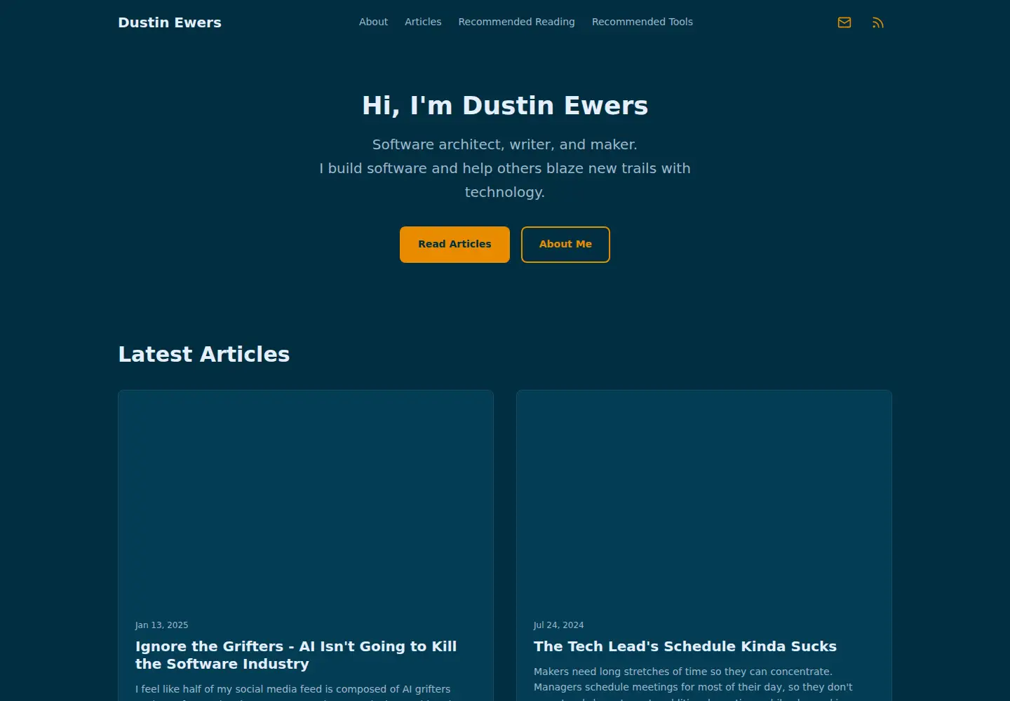 Screenshot of dustinewers.com