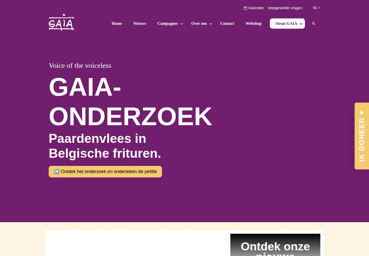 Captured homepage of gaia.be in the current scan