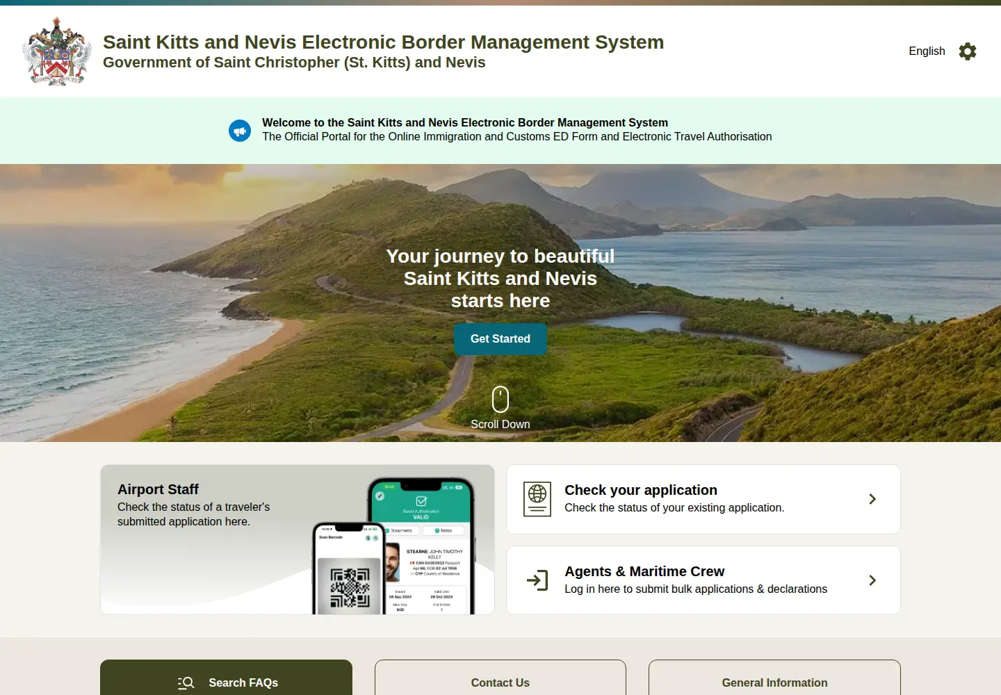 Captured homepage of knatravelform.kn in the current scan