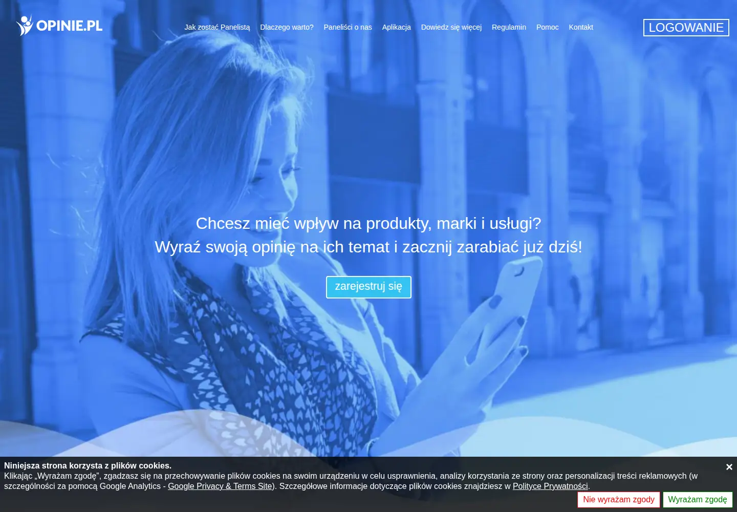 Captured homepage of opinie.pl in the current scan