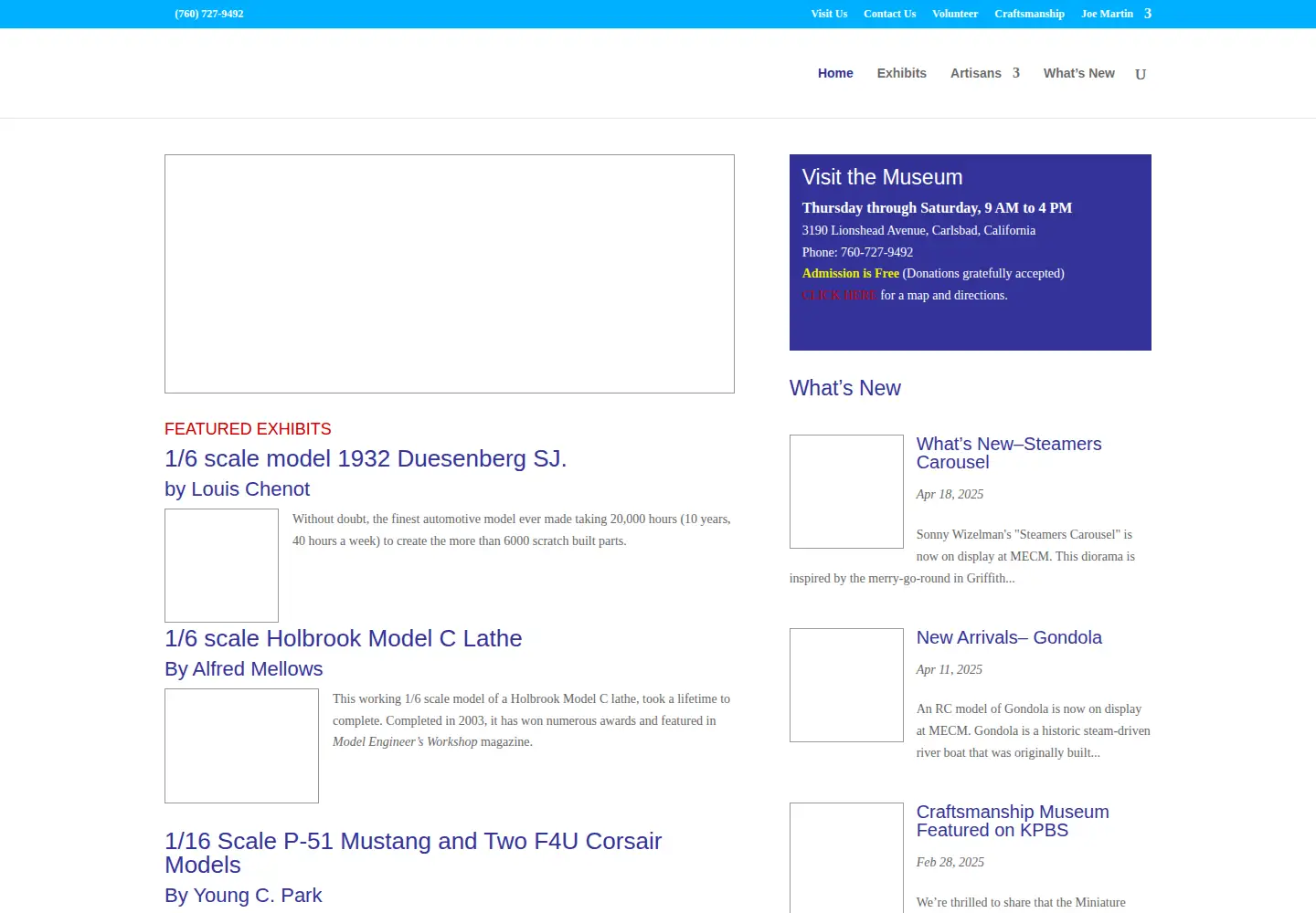 Captured homepage of craftsmanshipmuseum.com in the current scan