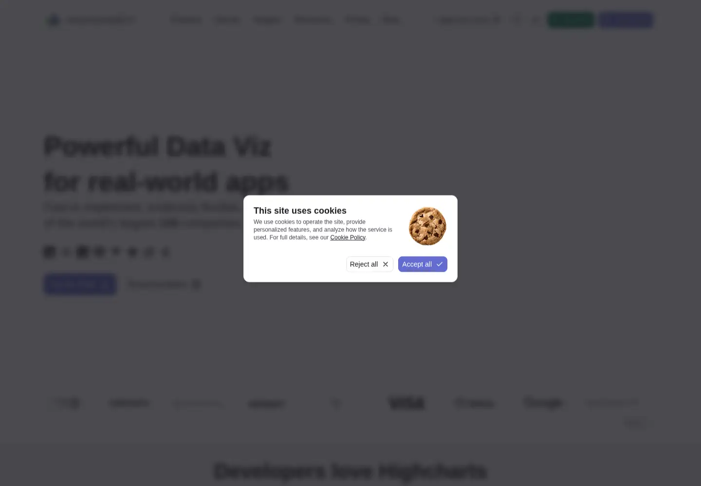 Screenshot of highcharts.com