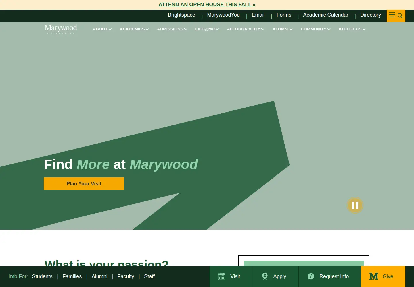 Screenshot of marywood.edu