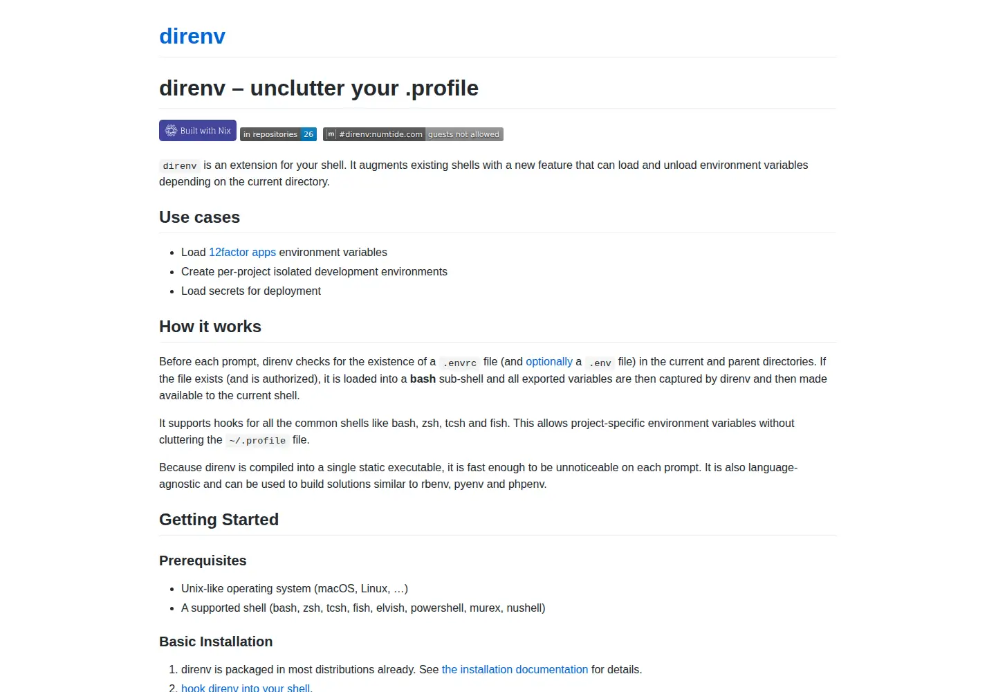 Screenshot of direnv.net