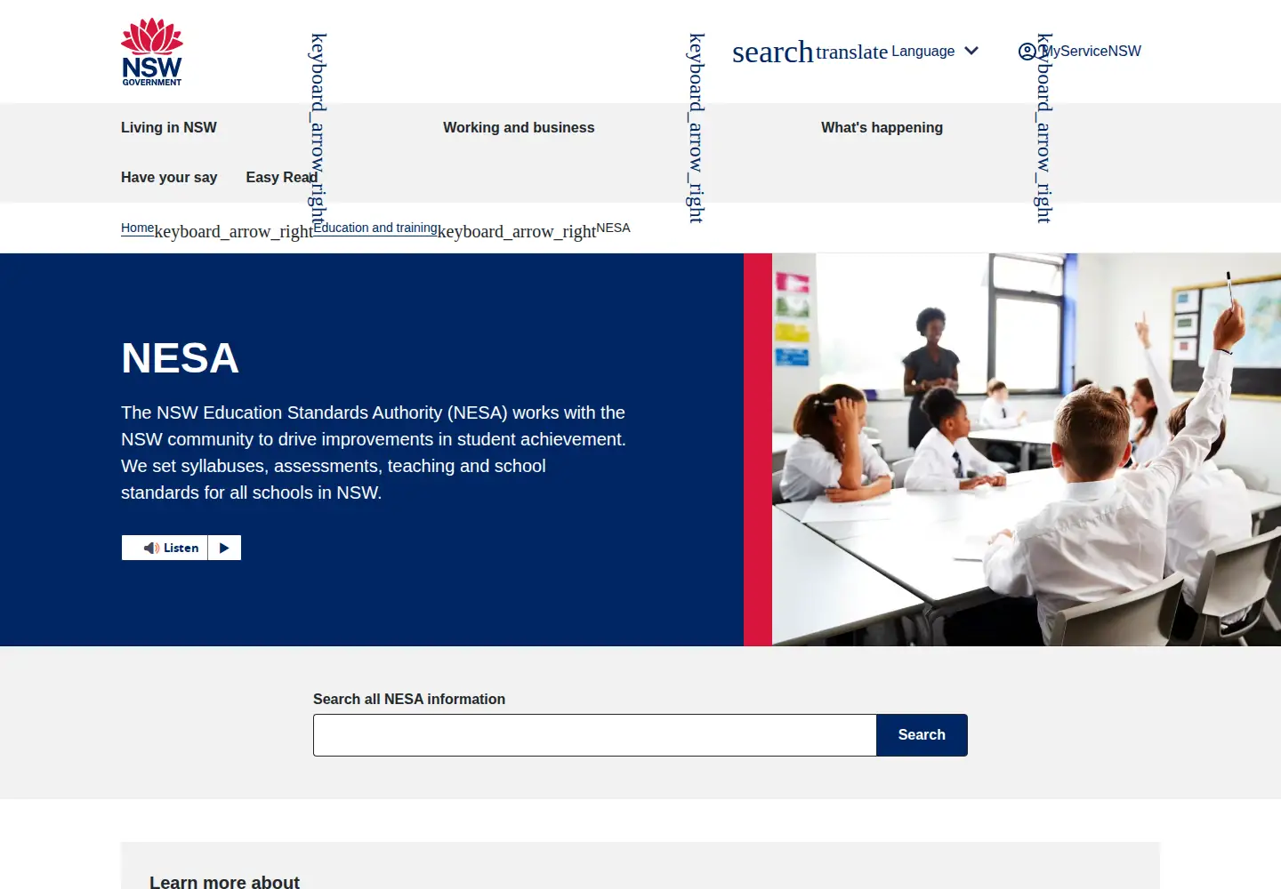 Screenshot of educationstandards.nsw.edu.au
