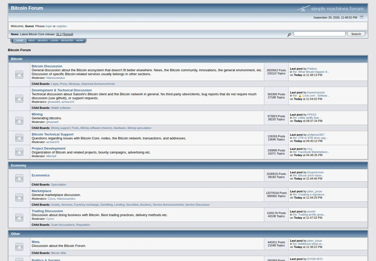 Screenshot of bitcointalk.org