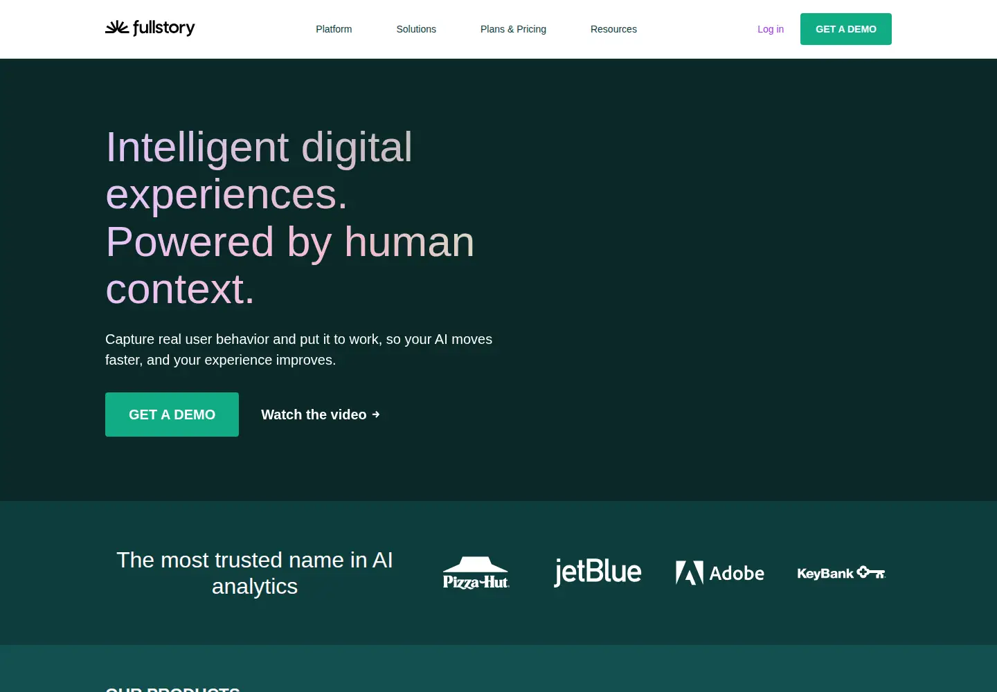Screenshot of fullstory.com