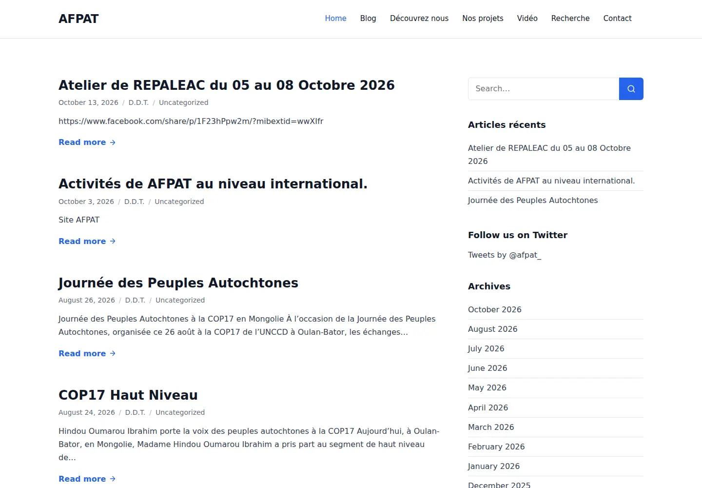 Captured homepage of afpat.net in the current scan