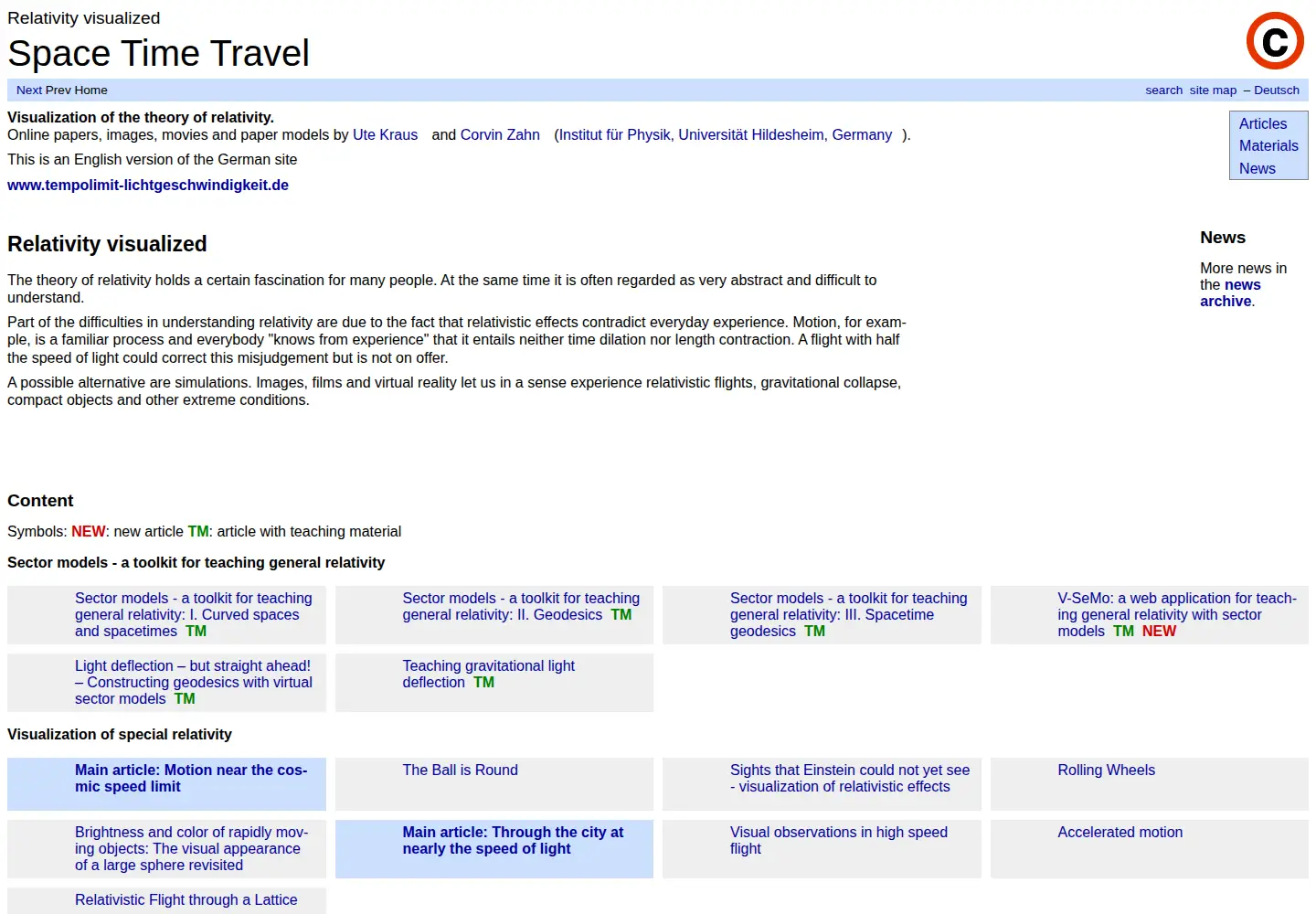 Screenshot of spacetimetravel.org