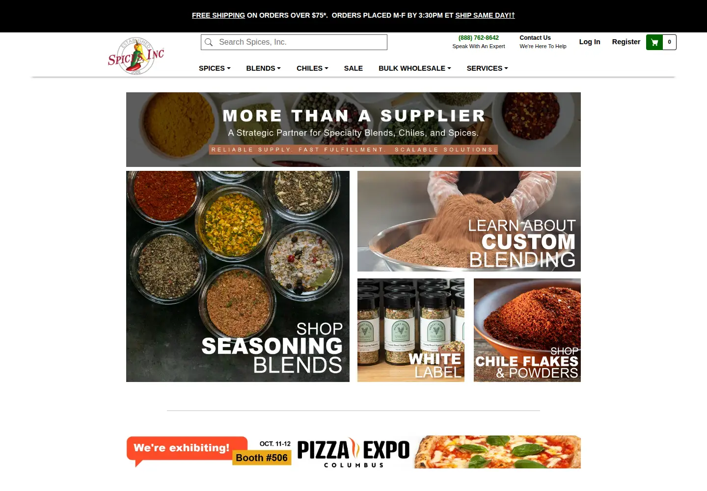 Captured homepage of spicesinc.com in the current scan