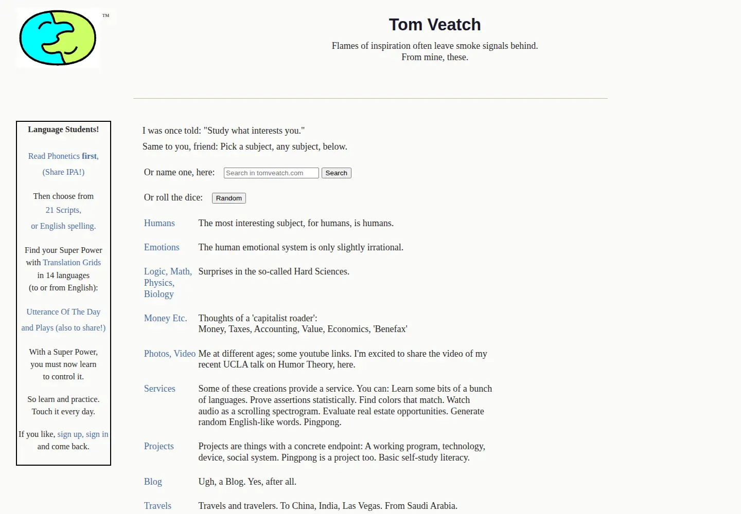 Screenshot of tomveatch.com