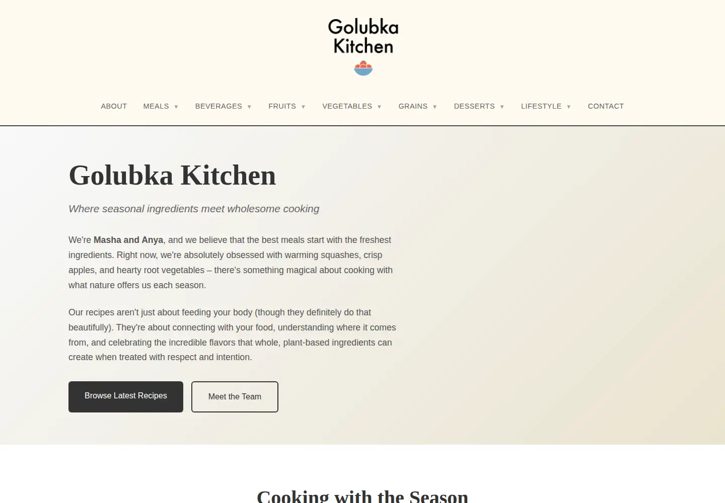 Screenshot of golubkakitchen.com