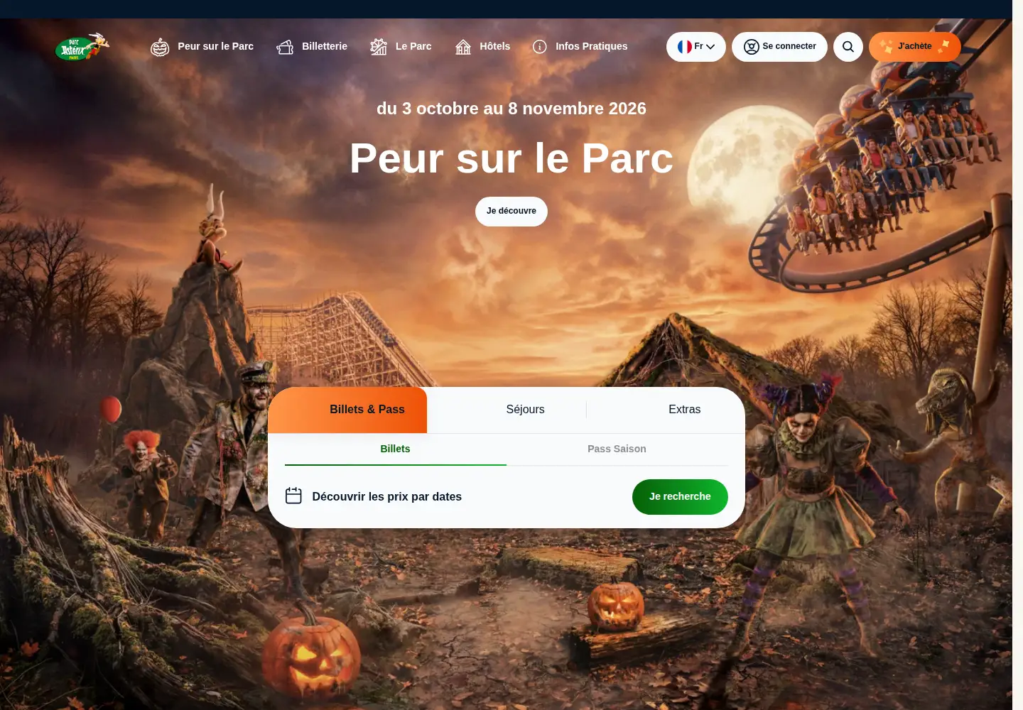 Captured homepage of parcasterix.fr in the current scan