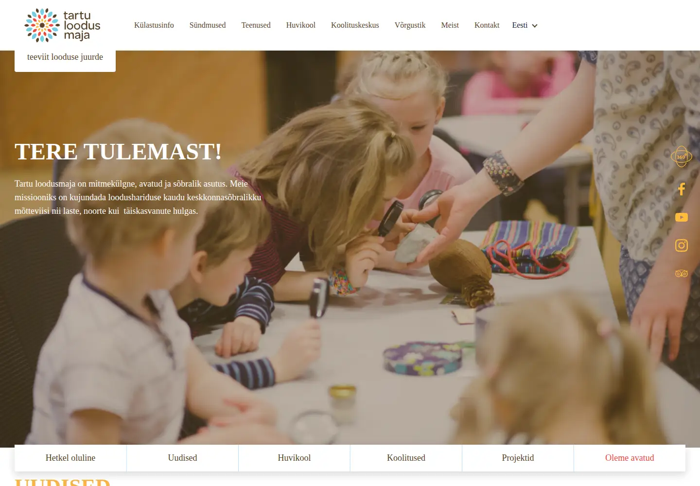 Screenshot of tartuloodusmaja.ee