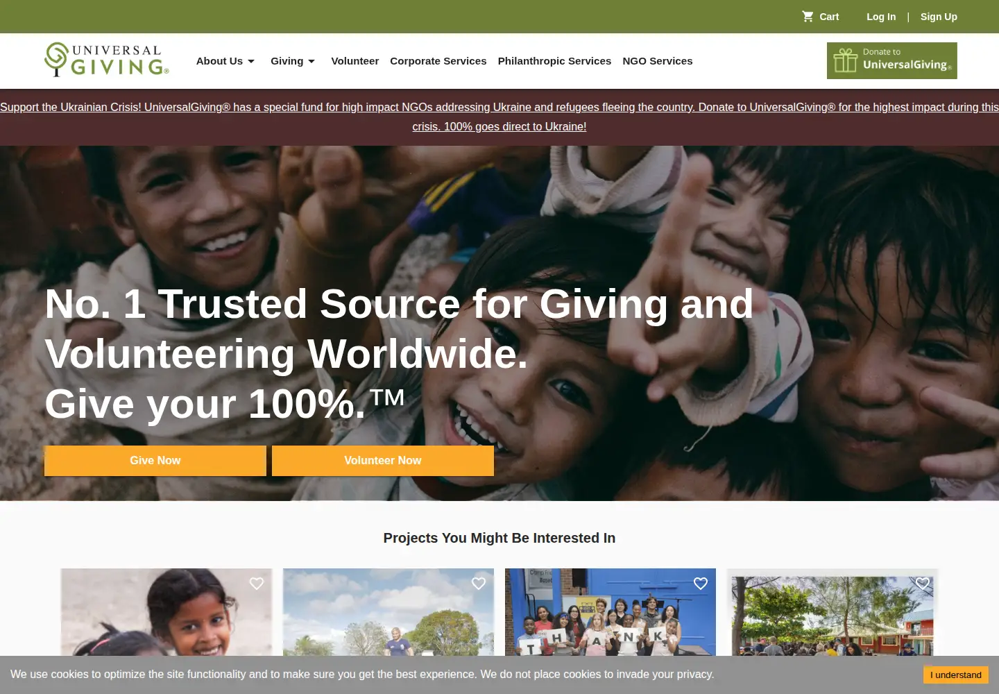 Screenshot of universalgiving.org