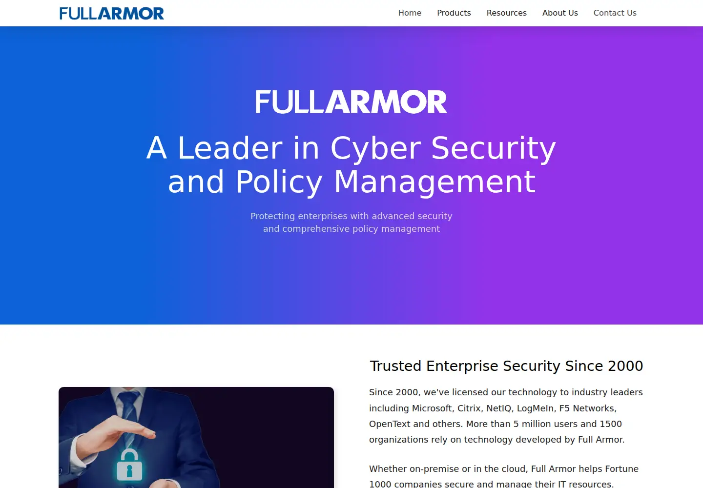 Screenshot of fullarmor.com