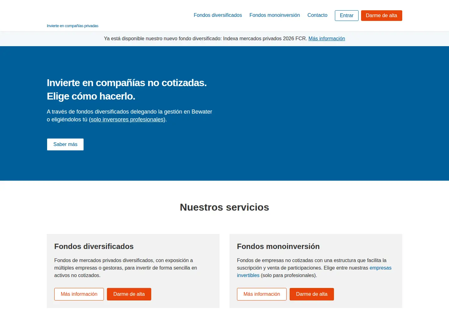 Screenshot of bewaterfunds.com