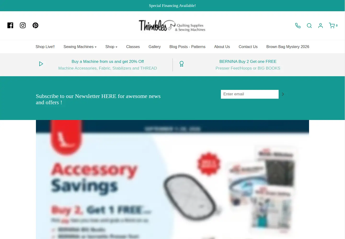 Screenshot of thimblesquilts.com