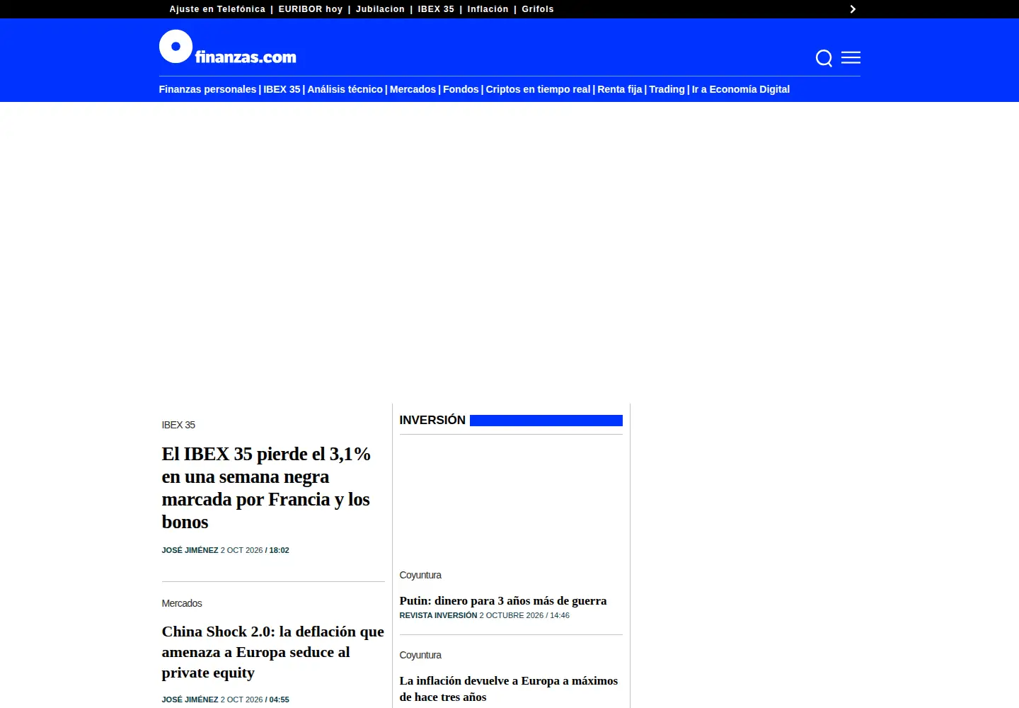 Screenshot of finanzas.com