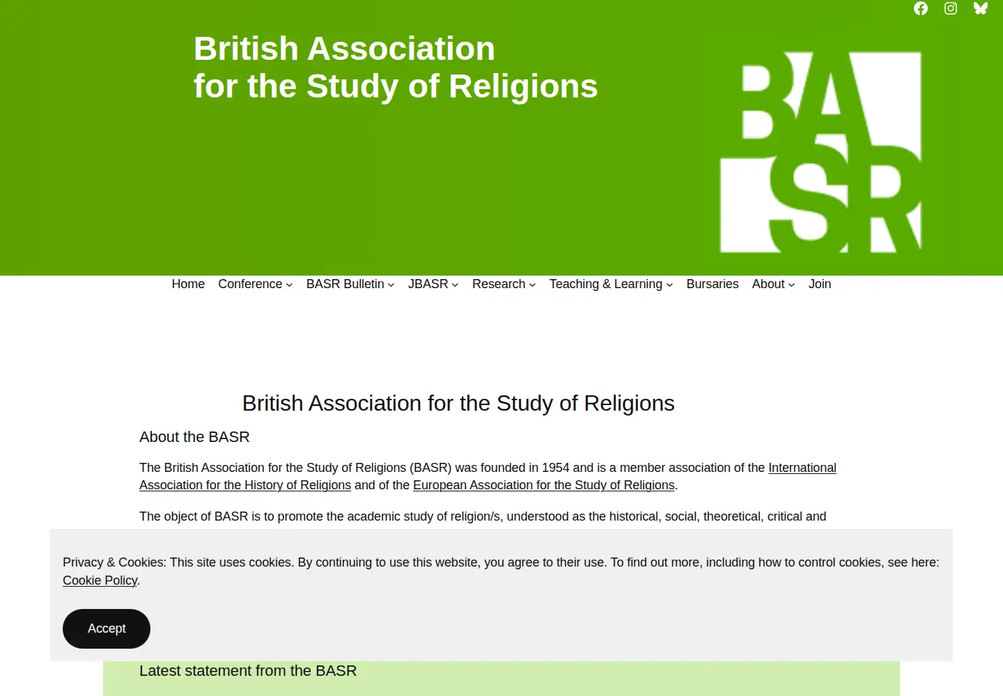 Screenshot of basr.ac.uk