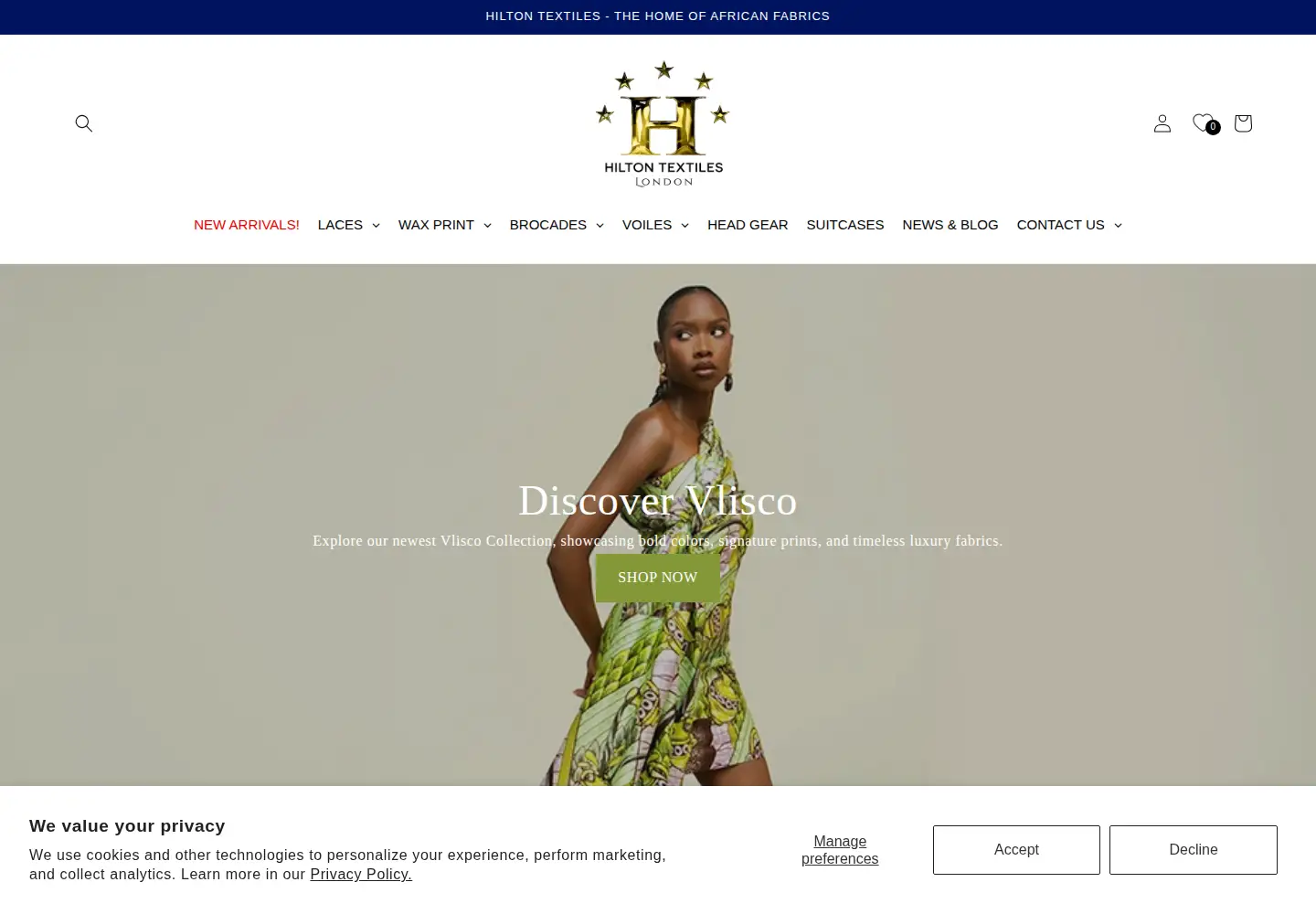Screenshot of hiltontextiles.com