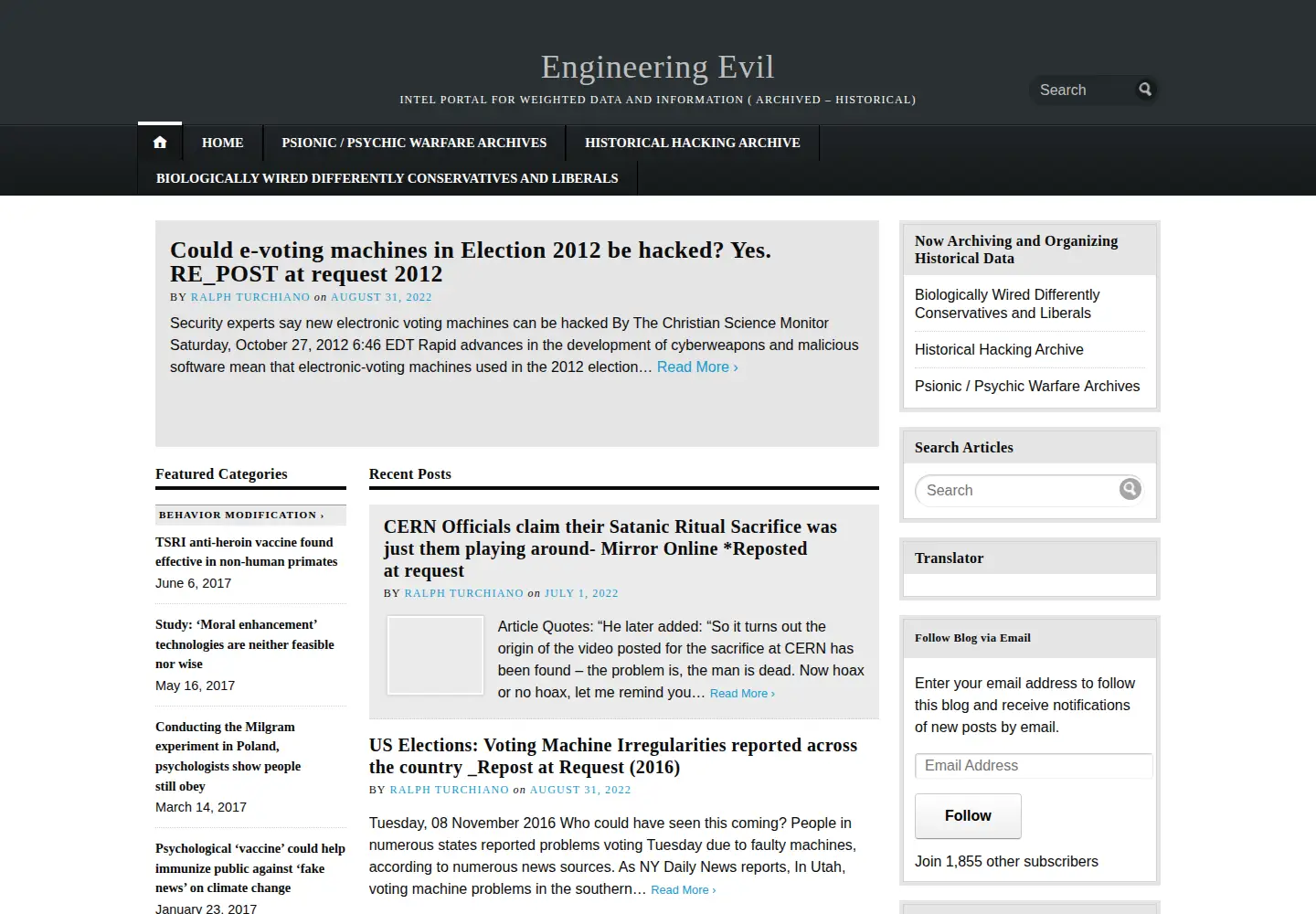 Captured homepage of engineeringevil.com in the current scan