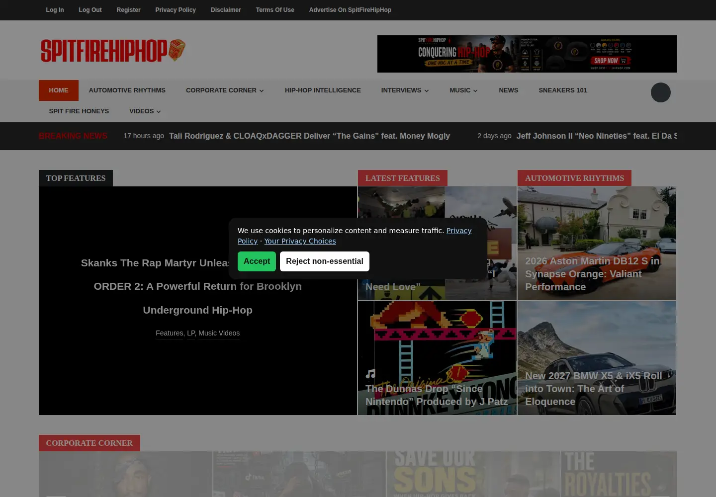 Screenshot of spitfirehiphop.com