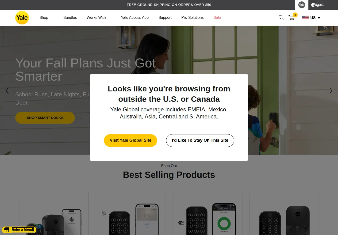 Screenshot of shopyalehome.com