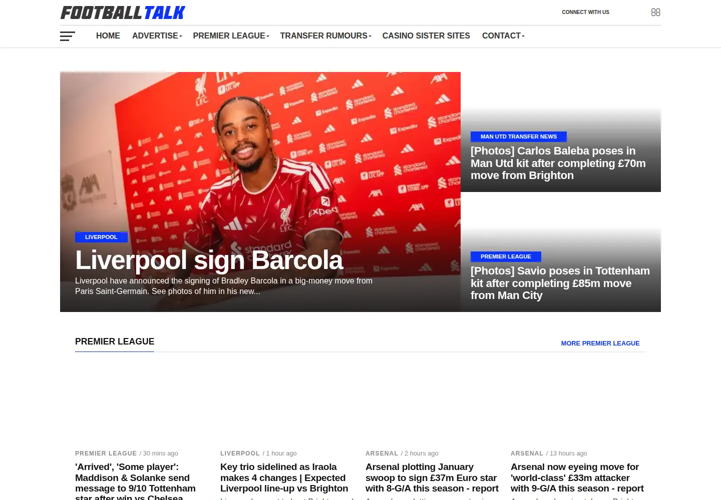Captured homepage of football-talk.co.uk in the current scan