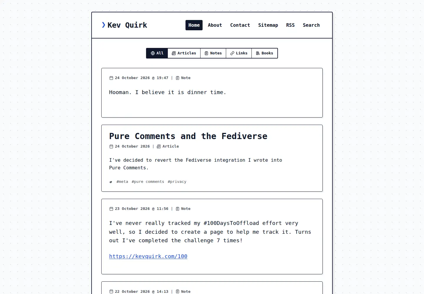 Screenshot of kevquirk.com
