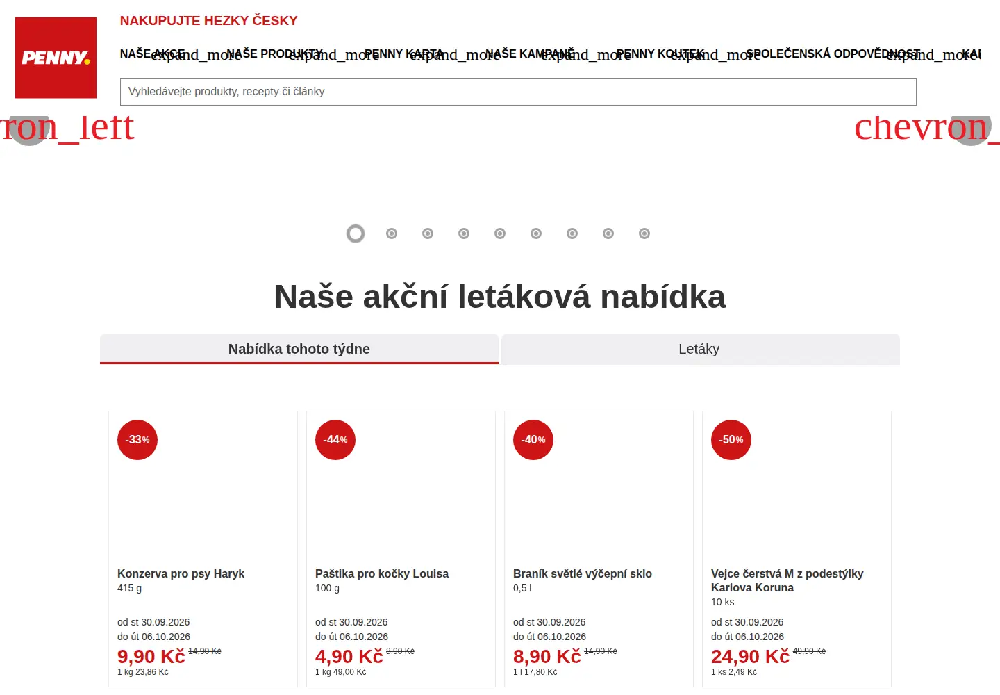 Screenshot of penny.cz