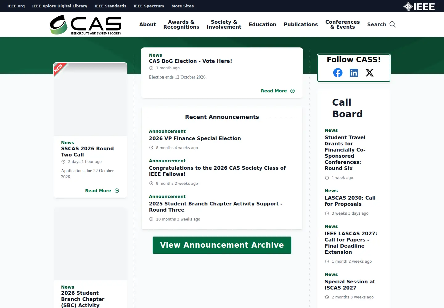 Screenshot of ieee-cas.org